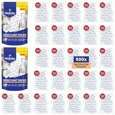 Wallaby 5g Silica Gel Packs (500) - Food Safe, Rechargeable Moisture Absorber
