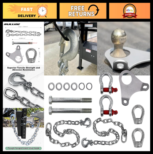 Ultimate Connection Safety Chains Kit for 5th Wheel Towing - Heavy-Duty Plate & - Picture 1 of 8