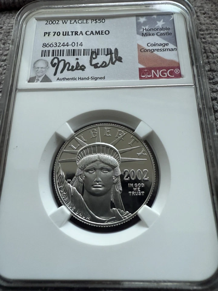 2002-W $50 American Platinum Eagle NGC PF70 Ultra Cameo Mike Castle Signed - Image 2 of 4