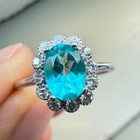925 Sterling Silver Ring 7x5mm Natural Paraiba Topaz Zircon Handmade Flower Gift — photo 7