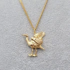 Vintage Crane Pendant Necklace Bird Gold Plated Estate Costume Jewelry 20"