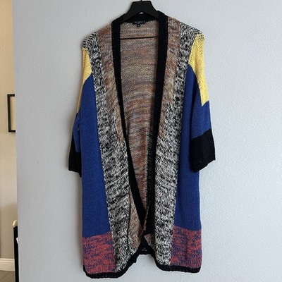 Etro Milano Multicolor Melange Longline Heavy Knit Cardigan Size 44