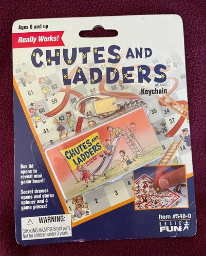 VINTAGE Miniature  Game, CHUTES AND LADDERS KEYCHAIN GAME 2002 Hasbro NEW n Pkg.