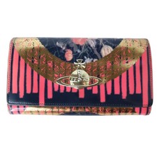 Vintage Vivienne Westwood Patent Leather Floral Orb Long Wallet RARE Promo