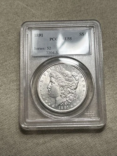 1891 Morgan Silver Dollar AU55 PCGS AP