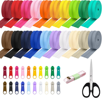 #ad #ad 60 Yards 20 Pcs Sewing Colors Zippers Bulk #5 Nylon Coil Assorted Lengths Sewing $39.55