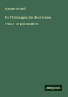 Madame De StaëL | De L'allemagne; En Deux Tomes | Taschenbuch | FranzöSisch