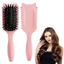 Bounce Curl Define Styling Brush - Frizz Preventing Curling Comb with Smooth Tex