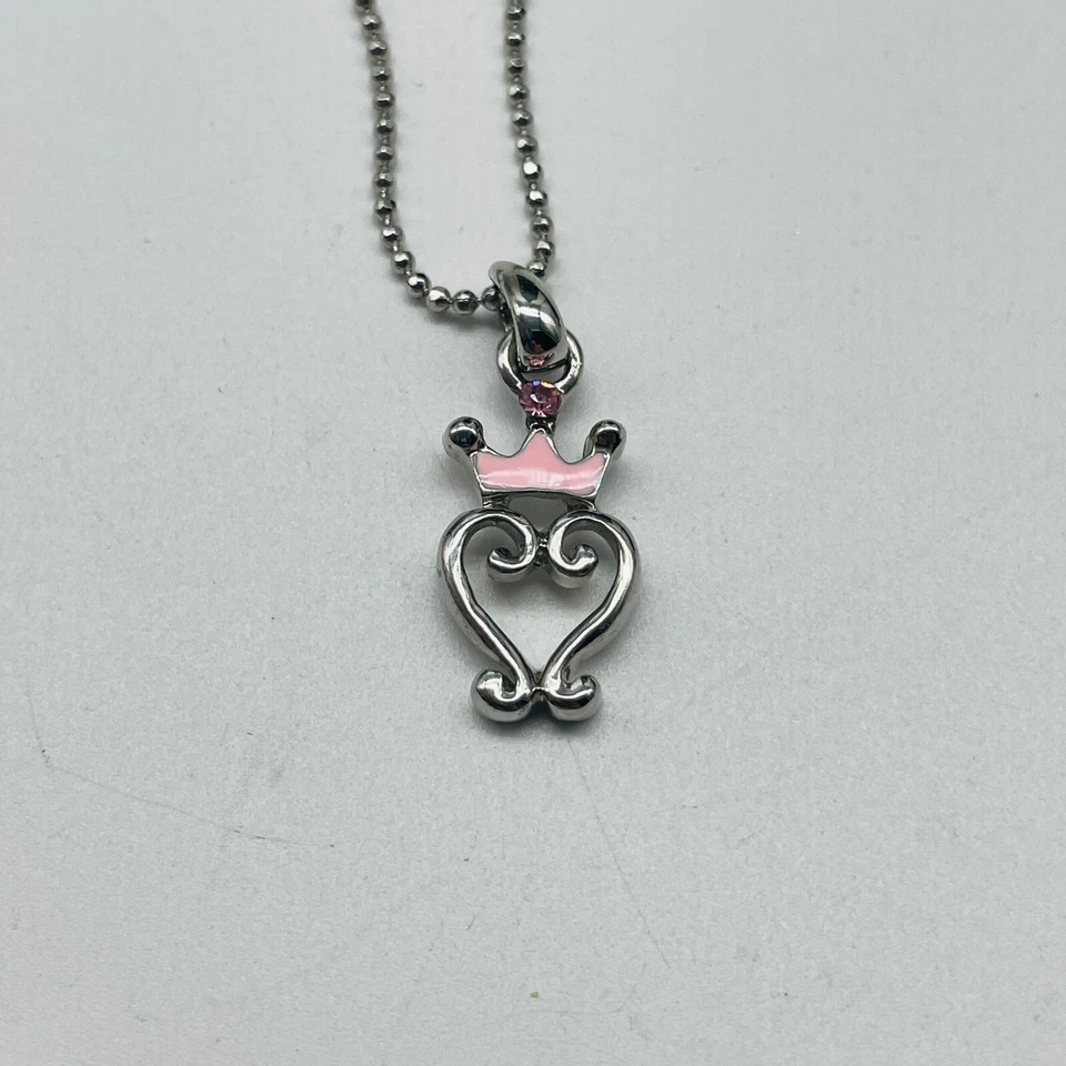 COOKIE LEE Collar Corazón Coronado Dije Tono Plata Rosa Esmalte Amor San Valentín Foto 3 de 4