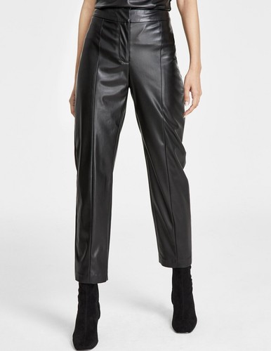 DKNY Pantalone donna skinny in ecopelle con cuciture frontali nero taglia 0 - Foto 1 di 4