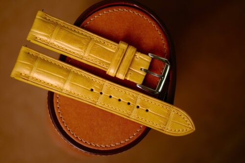 Handmade H Moser Cie watch strap band yellow color size 20/18 (can change size)