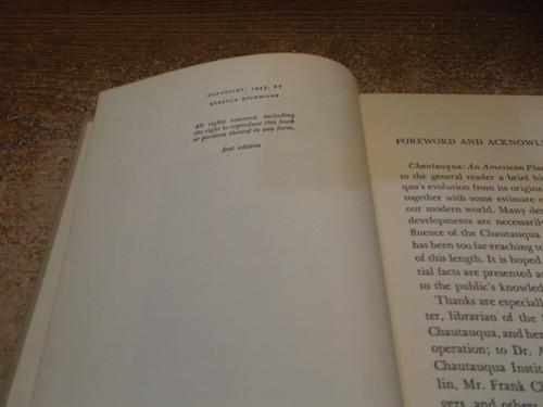 Chautauqua An American Place - Rebecca Richmond - 1943 - 1st Edition - HC - Imagen 7 de 14