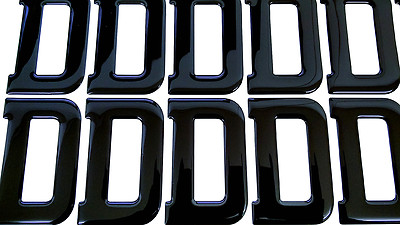Resin / Gel gewölbt schwarz Nummernschild Buchstabe ''D'' SET 10 Nummernschild Buchstaben