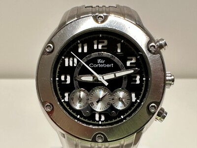 RETRO BIG SPORT RACING STYLE CHRONOGRAPH MEN'S QUARTZ WATCH ELIT "CORTEBERT"