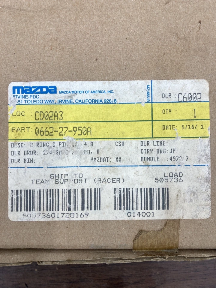 Mazda Miata 4.88 Anillo Piñón Diferencial Engranaje Transmisión Final 0662-27-950A 1.6 Nuevo de Lote Antiguo Foto 2 de 4