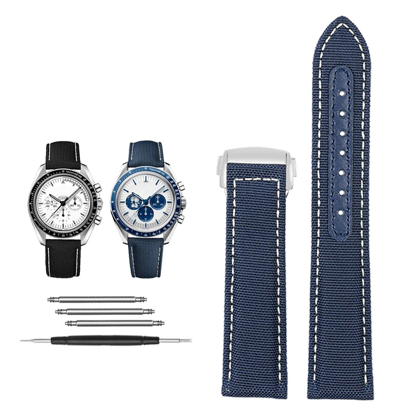 Nylon Watch Strap For Omega Super Snoopy AT150 19 20mm Canvas
