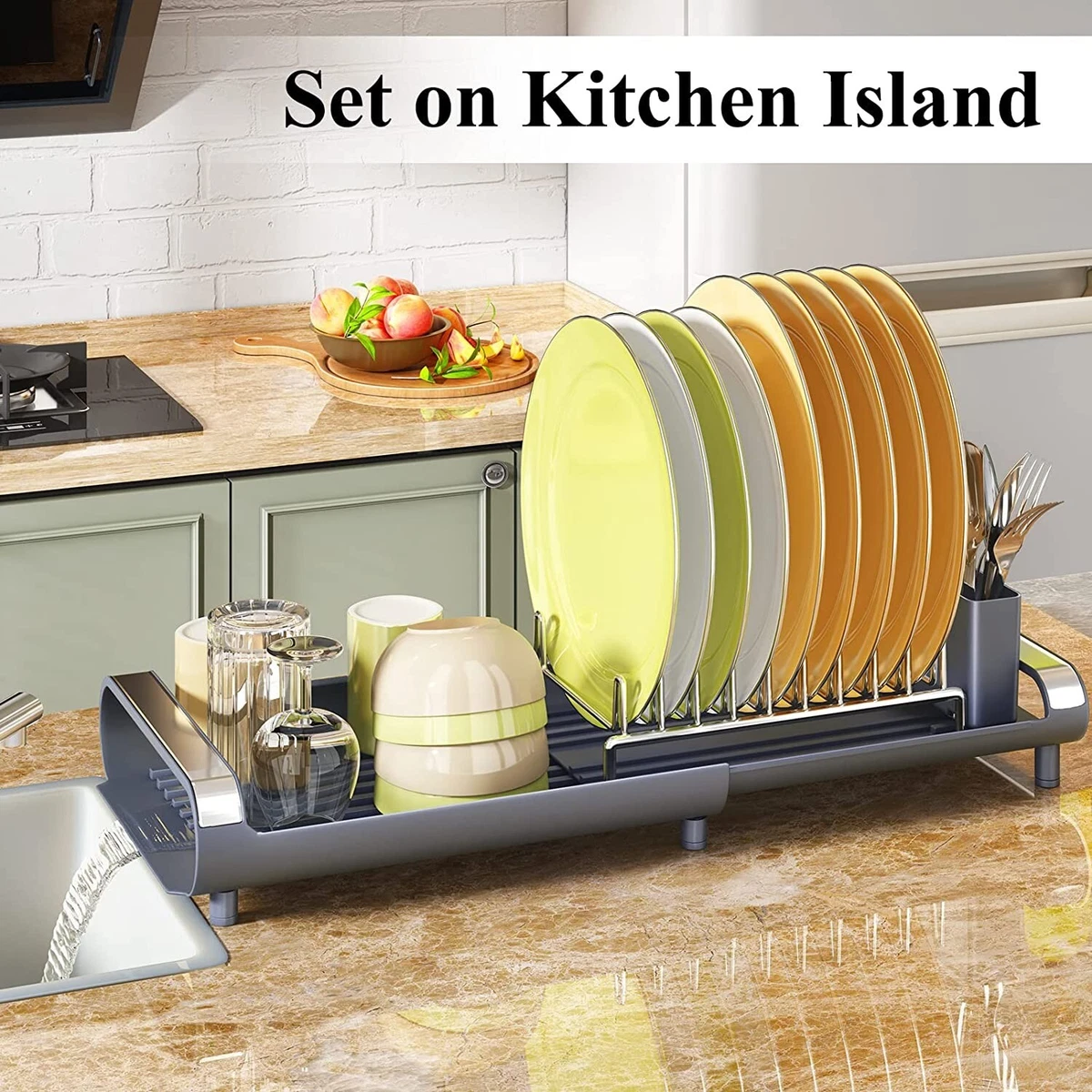 Dish Drying Rack,Kitchen Counter Expandable Dish Rack with