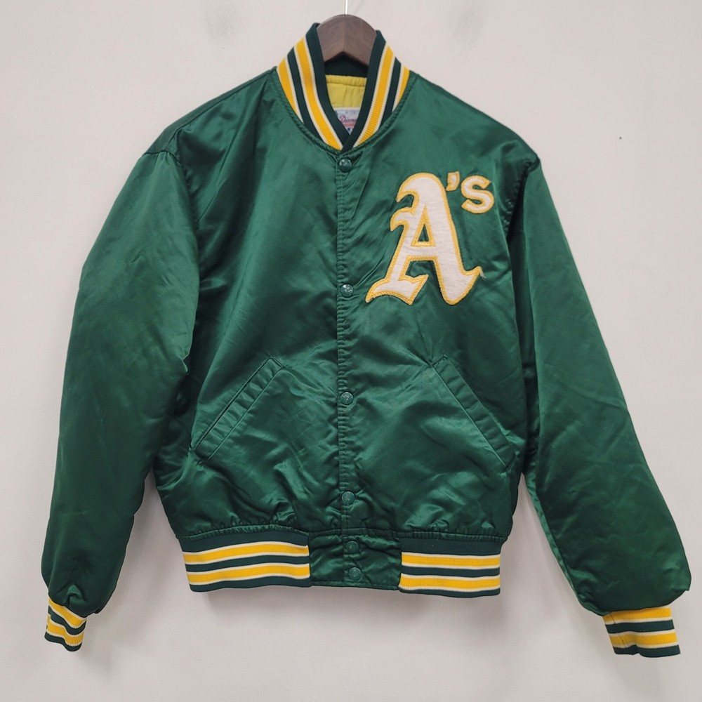 Vintage Starter Mens Diamond Collection Oakland As Satin Jacket Size M Green 90S