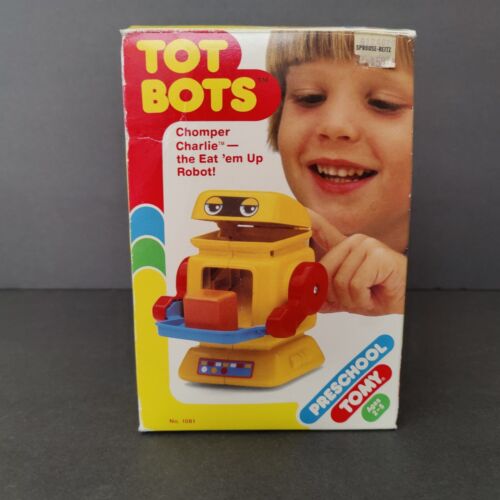 Vintage Tomy Charlie Chomper Tot Bots Robot Toy with Box Preschool 1985 - Picture 2 of 24