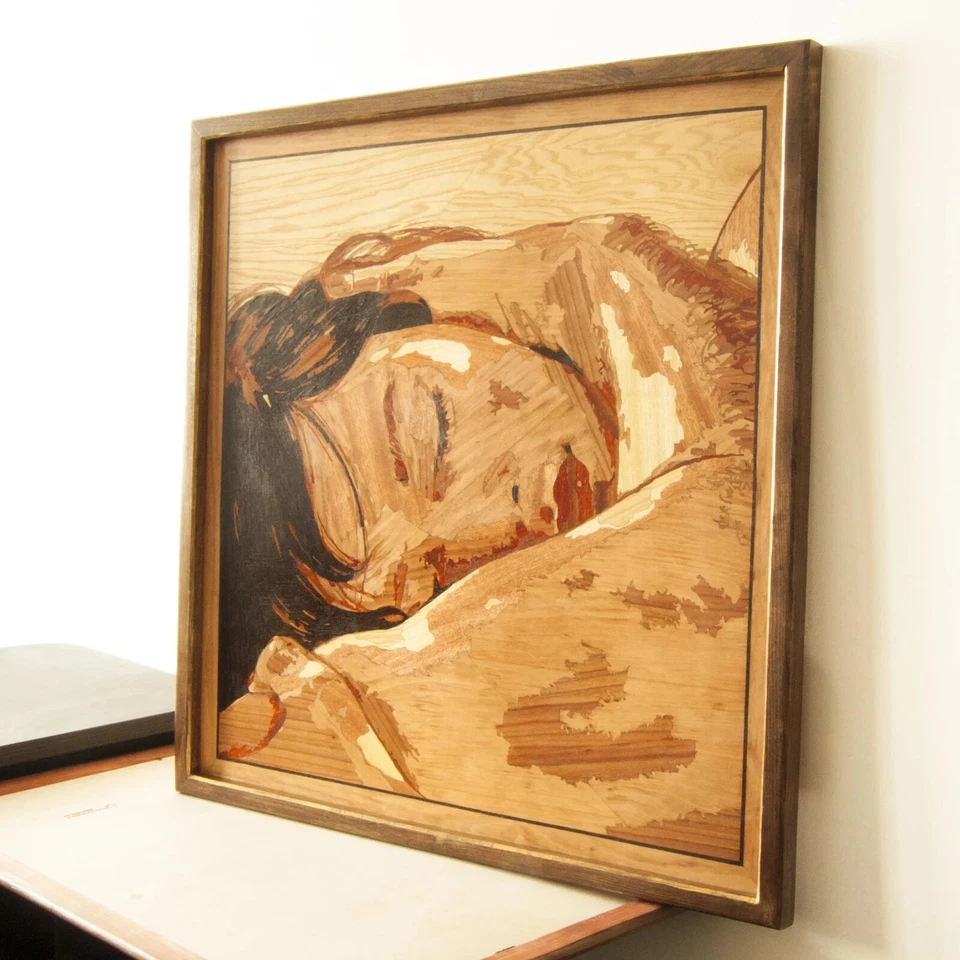 Love Story madera mosaicos arte decoración pared panel madera intarsia regalo ecológico Foto 4 de 4