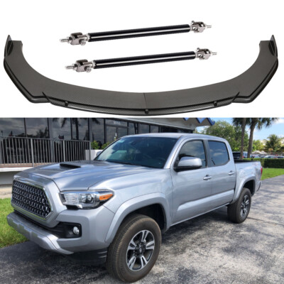 Carbon Fiber Front Bumper Lip Splitter Body Kits + Strut Rods For