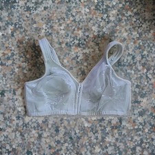 Vtg Exquisite Form Long Line Bra 40C White Front 6 Hook White, Lace  Satin