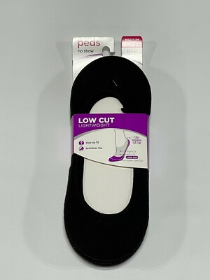 #ad Womens Peds Black Low Cut Lightweight Liner Socks 6 pck NEW NWT $9.99