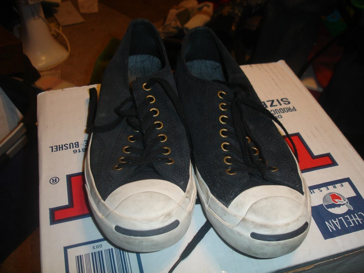 Converse jack purcell black suede men s size 7 1 2 women s 9 excellent