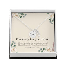 Memorial Gifts - So Sorry for Your Loss - Angel Wing Necklace for Bereavement, S