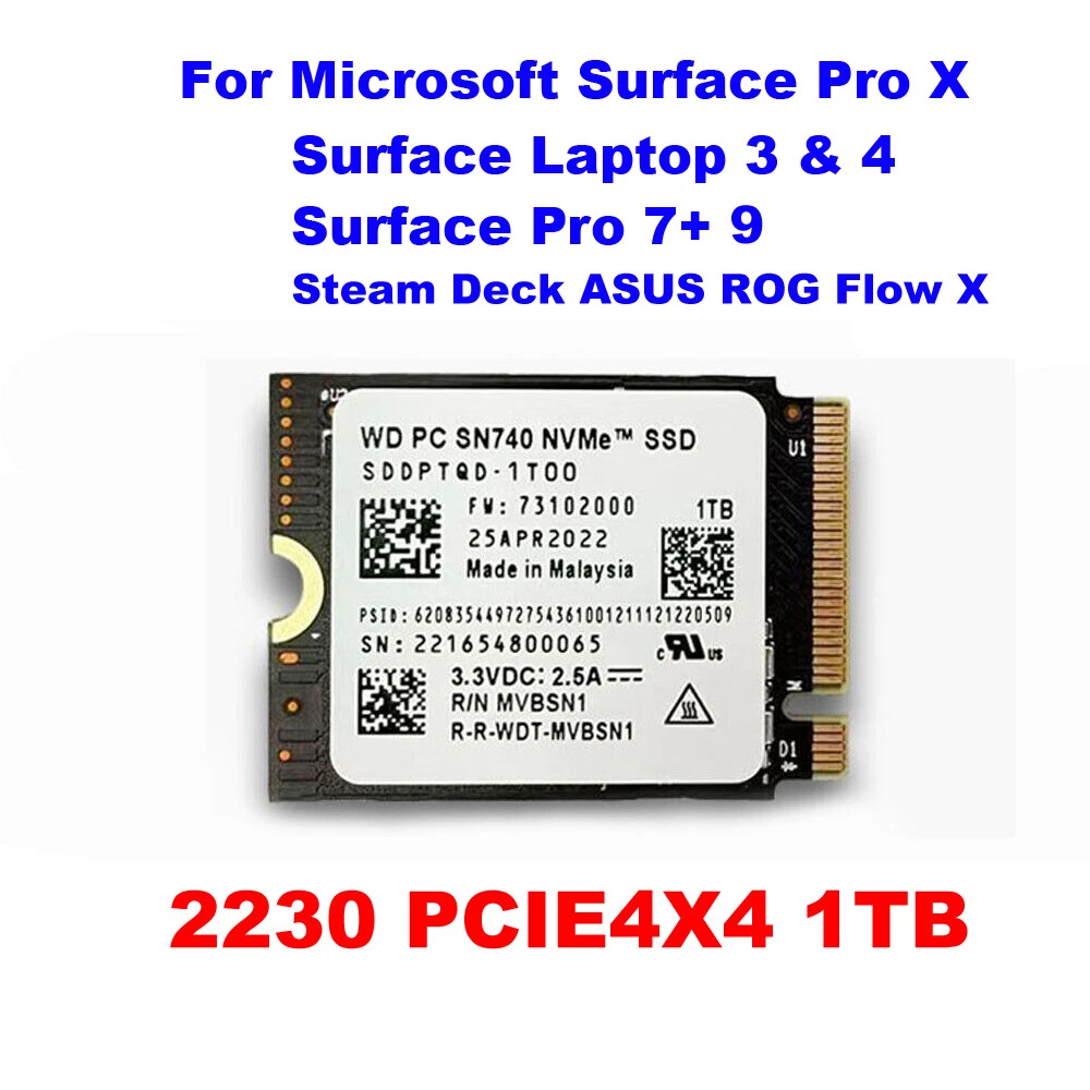 WD SN740 1TB M.2 2230 SSD NVMe PCIe4.0 For Steam Deck Microsoft Surface Pro  7+ 9