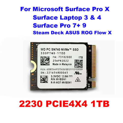 NEW WD 1TB M.2 2230 SSD NVMe PCIe4x4 SN740 For Steam Deck ASUS ROG Flow X Ally - Afbeelding 1 van 8