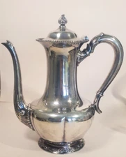 19th C Victor Silver Quadruple Plate Coffee Pot George III Style Beaded Rim