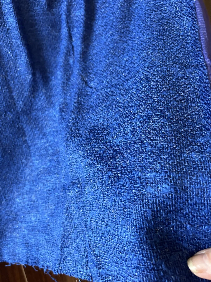 Tela De Colección Tejida Lana Unida Forrada con Nylon/Poli Azul Cobalto Precioso 44”x3yds Foto 2 de 4