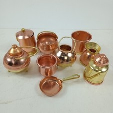 Vintage Metal Brass Copper Dollhouse Kitchenware Imaginative Play Cookware