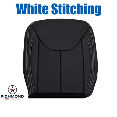 2013-2017 Jeep Wrangler-BLACK Driver Side Bottom Leather Seat Cover White Stitch