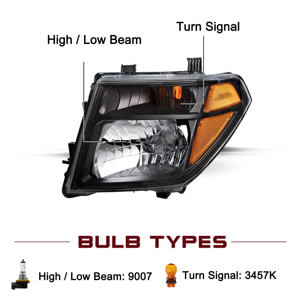 Par de faros negros Pathfinder 05-07 para Nissan Frontier 2005-2008 Foto 2 de 4