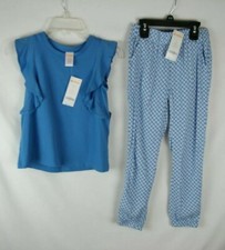 Gymboree 2PC Blue Short Sleeve Shirt and Pants Outfit Girl's/ Kid's Size 5-6 NWT
