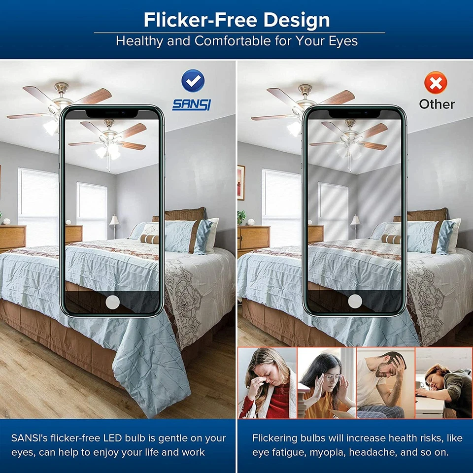 4 Pcs SANSI LED Light Bulb 9W 900LM Daylight 2700K-5000K A15 E26 Home Lamp E26 - Image 2 of 4