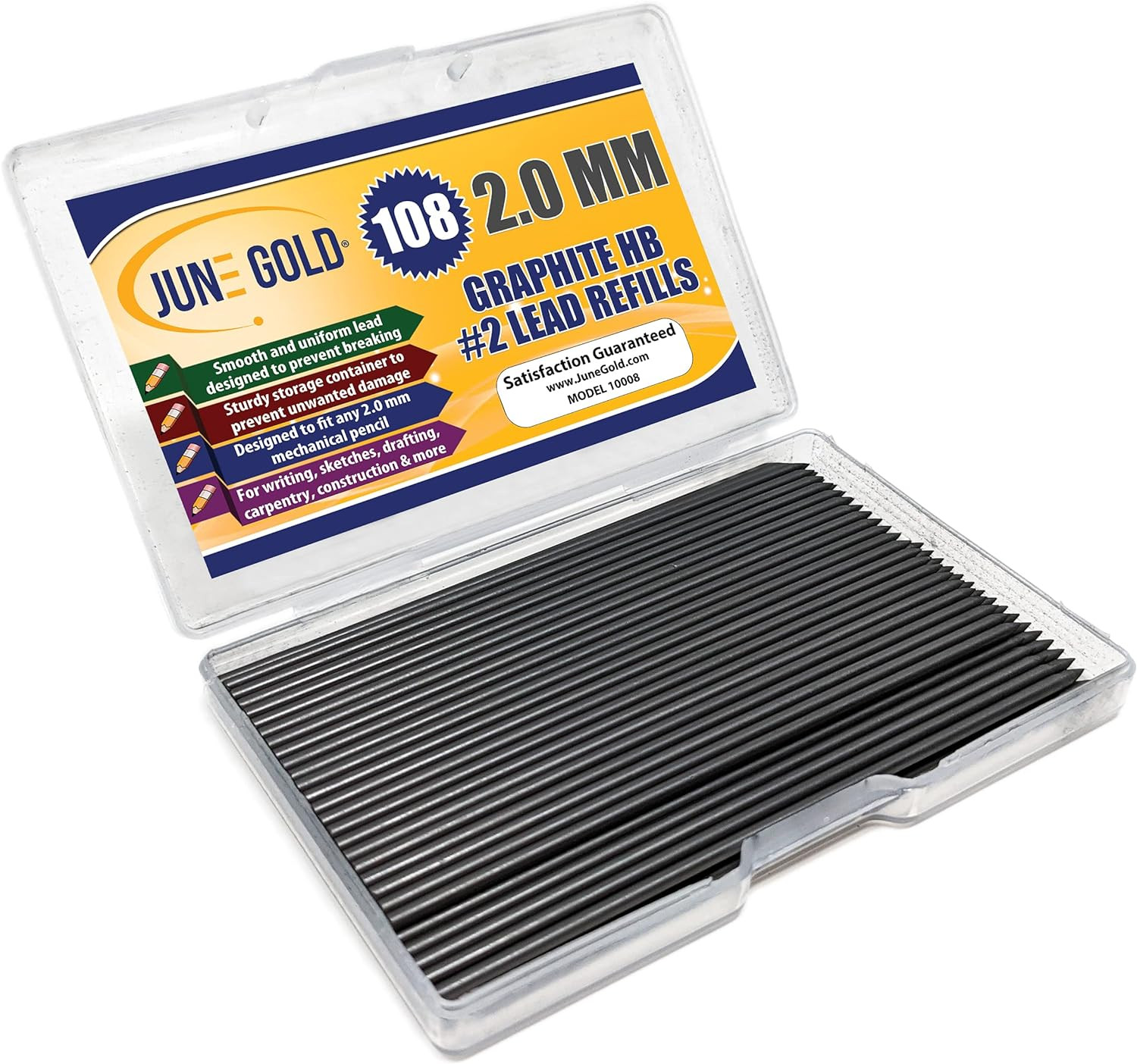 108 Pieces 2.0 Mm HB #2 Lead Refills, 90 Mm Length, Extra Bold Thickness