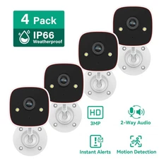 4-Pack Wireless 2.4G WiFi Security Camera System Smart Outdoor Night Vision 3MP