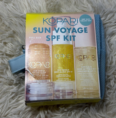 Kopari Sun Voyage Full Size Broad Spectrum SPF 50 Mist & Stick Kit w/ Bag