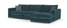 Sofology Majestica Fabric 3 Seater Chaise in Luxe Chenille Teal