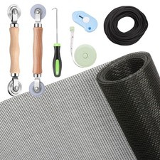 Windows Screen and Screen Door Repair Kit, 48"x118" Charcoal Fiberglass Mesh wit