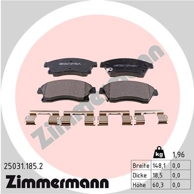 Vorderachse Zimmermann 25031.185.2 Bremsbelagsatz, Scheibenbremse FüR Buick (Sgm-image