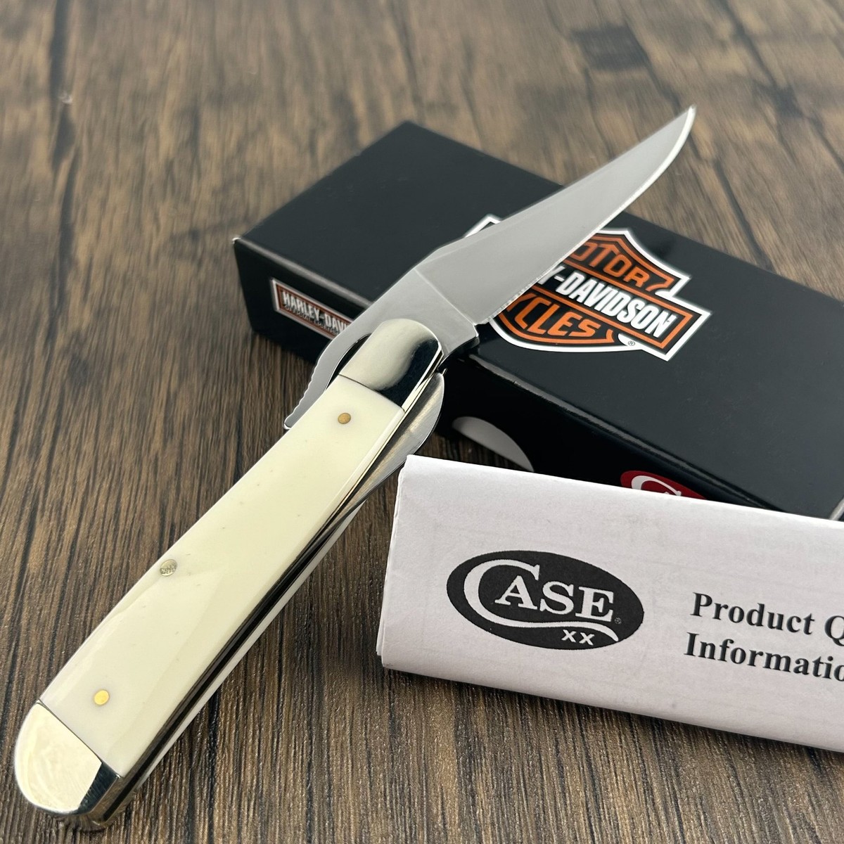 CASE XX 52249 Harley-Davidson Russlock White HANDLE Pocket Knife