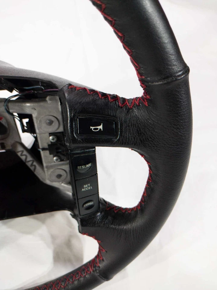 92 93 94 95 96 Volante Ford F150 F250 F350 NEGRO Envuelto NUEVO Cuero OEM Foto 4 de 4