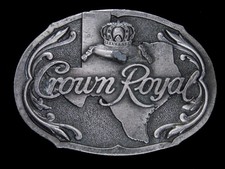 TI09153 VINTAGE 1970s  CROWN ROYAL  WHISKEY BOOZE ADVERTISEMENT BELT BUCKLE