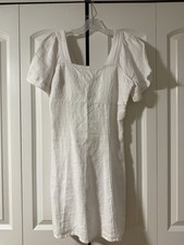Madewell White Square-Neck Mini Dress 100% Linen, Size 0