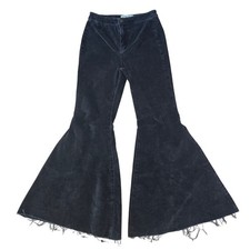 Free People We The Free Velvet Flare Pants Raw Hem Black Size 26