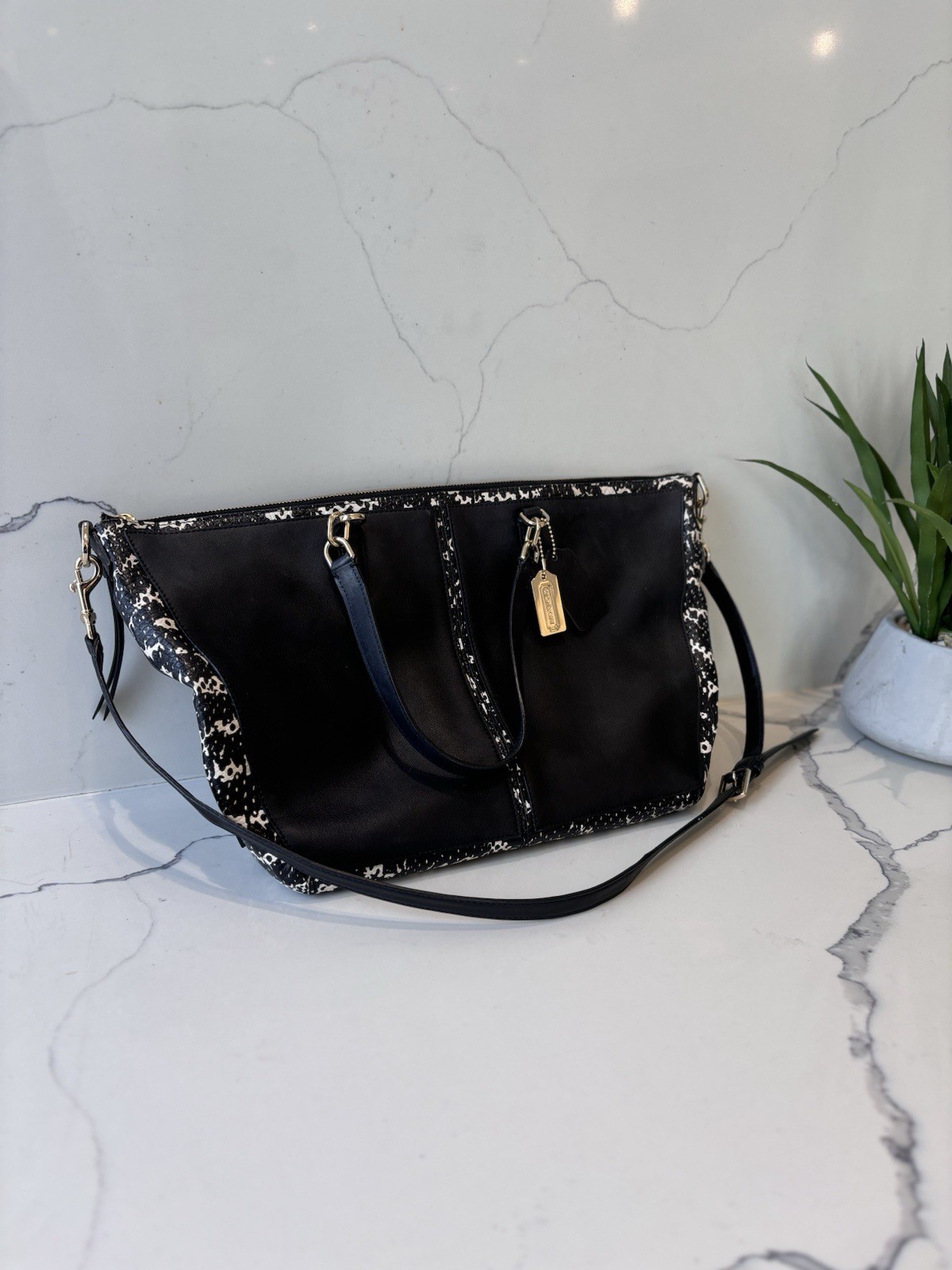 Chic Coach Bleecker Cooper Satchel, Python Emboss… - image 10